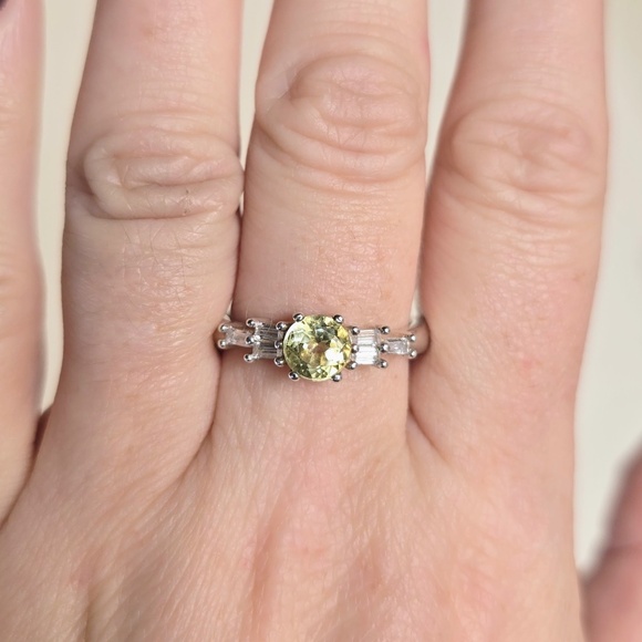 Vintage Genuine Lemon Quartz and CZ Ring in Sterling Silver- US Size 8 1/2 - Picture 6 of 9